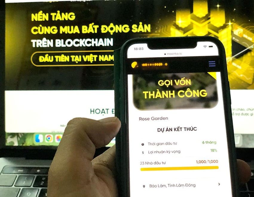 Một ứng dụng mua chung bất động sản bằng công nghệ blockchain thông báo kêu gọi vốn thành công. Ảnh: MINH LONG